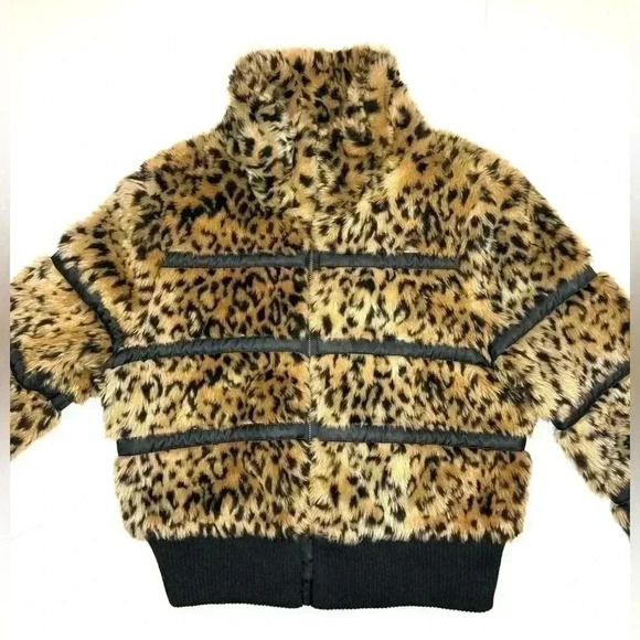 2B BEBE womens Faux Fur Animal Print Jacket& Coat Size - Medium - Picture 9 of 9